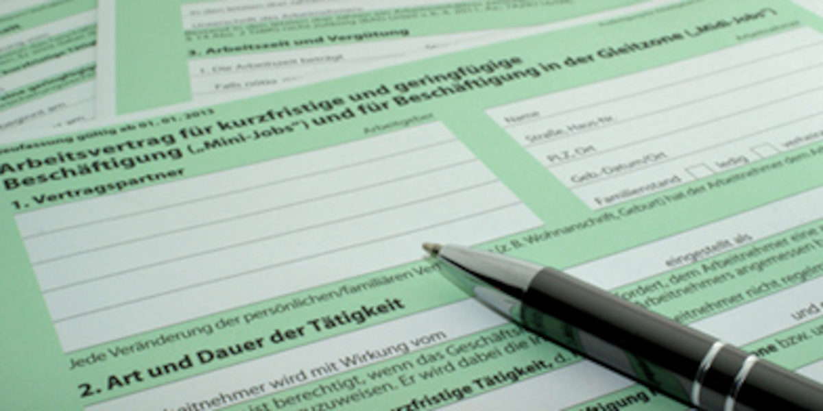 Stift Kugelschreiber Arbeitsvertrag Vertrag Mini-Job
