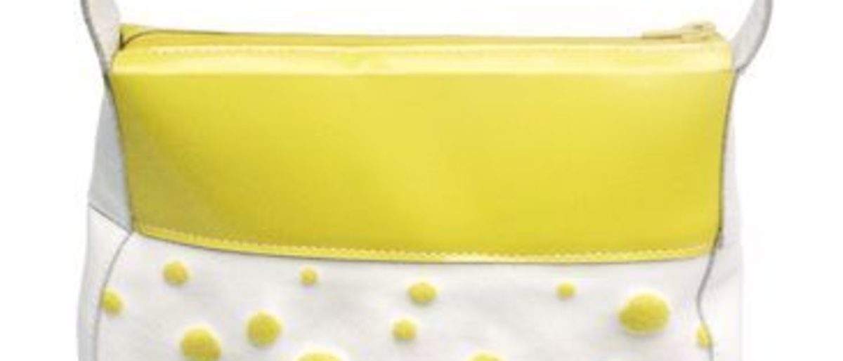 "Bubble"; Tasche; Leder, Acryl, Baumwolle, verschiedene Techniken; 25 x 23 x 7 cm "Bubble"; Tasche; Leder, Acryl, Baumwolle, verschiedene Techniken; 25 x 23 x 7 cm
