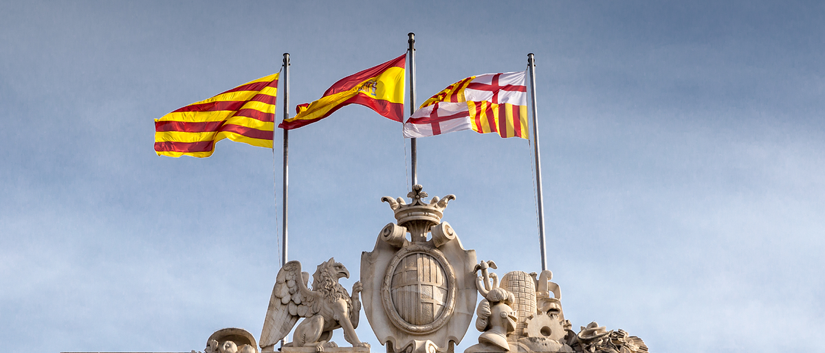 Katalonien Rathaus Spanien Barcelona Fahne Flagge