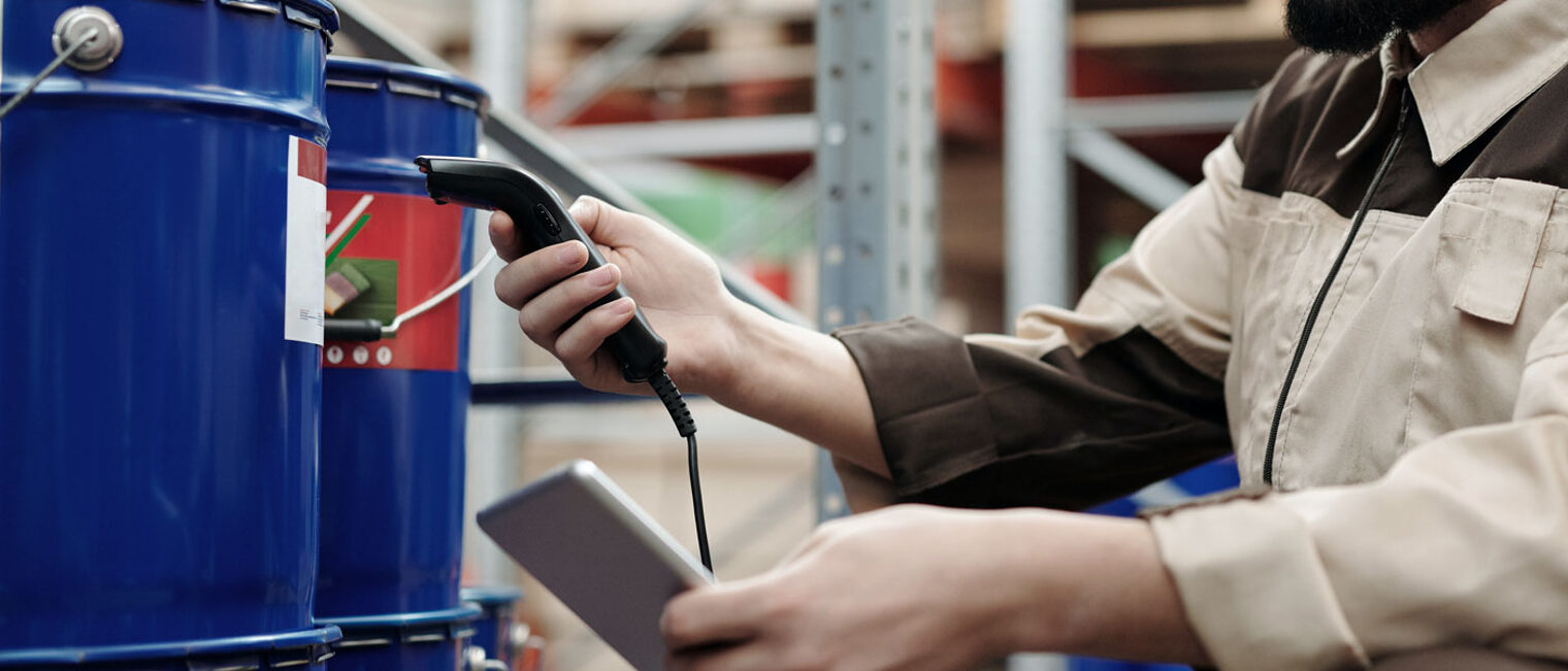 Ware Fass Lager Warenhaus Scanner Tablet 