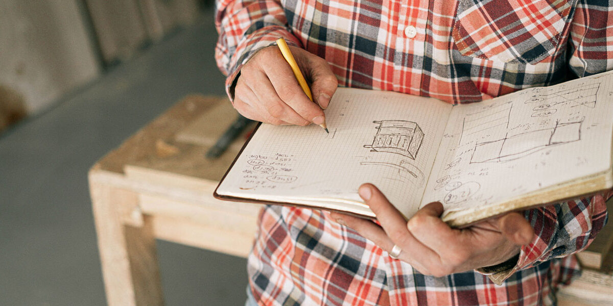 Hand Stift Buch Skizze Schreiner Idee