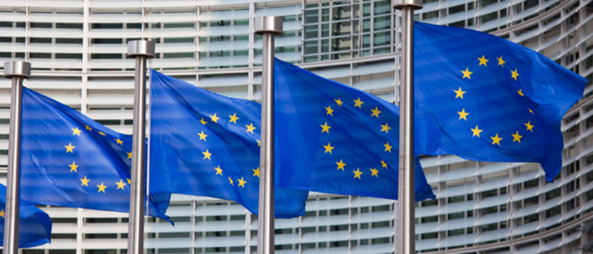 Europa Parlament Berlaymont Europäische Kommission Fahnen Flaggen Straßburg