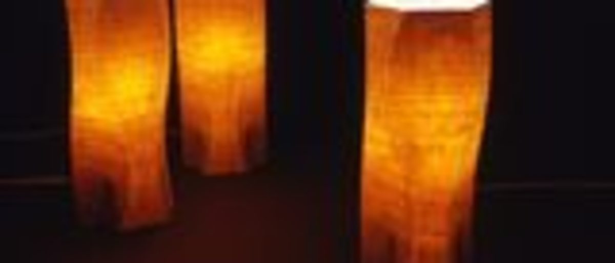 "Veneer Lamp"; Tischlampe; Ahornfunier, geschnitten, geritzt, gefaltet, 25,5 x 10 x 10 cm "Veneer Lamp"; Tischlampe; Ahornfunier, geschnitten, geritzt, gefaltet, 25,5 x 10 x 10 cm